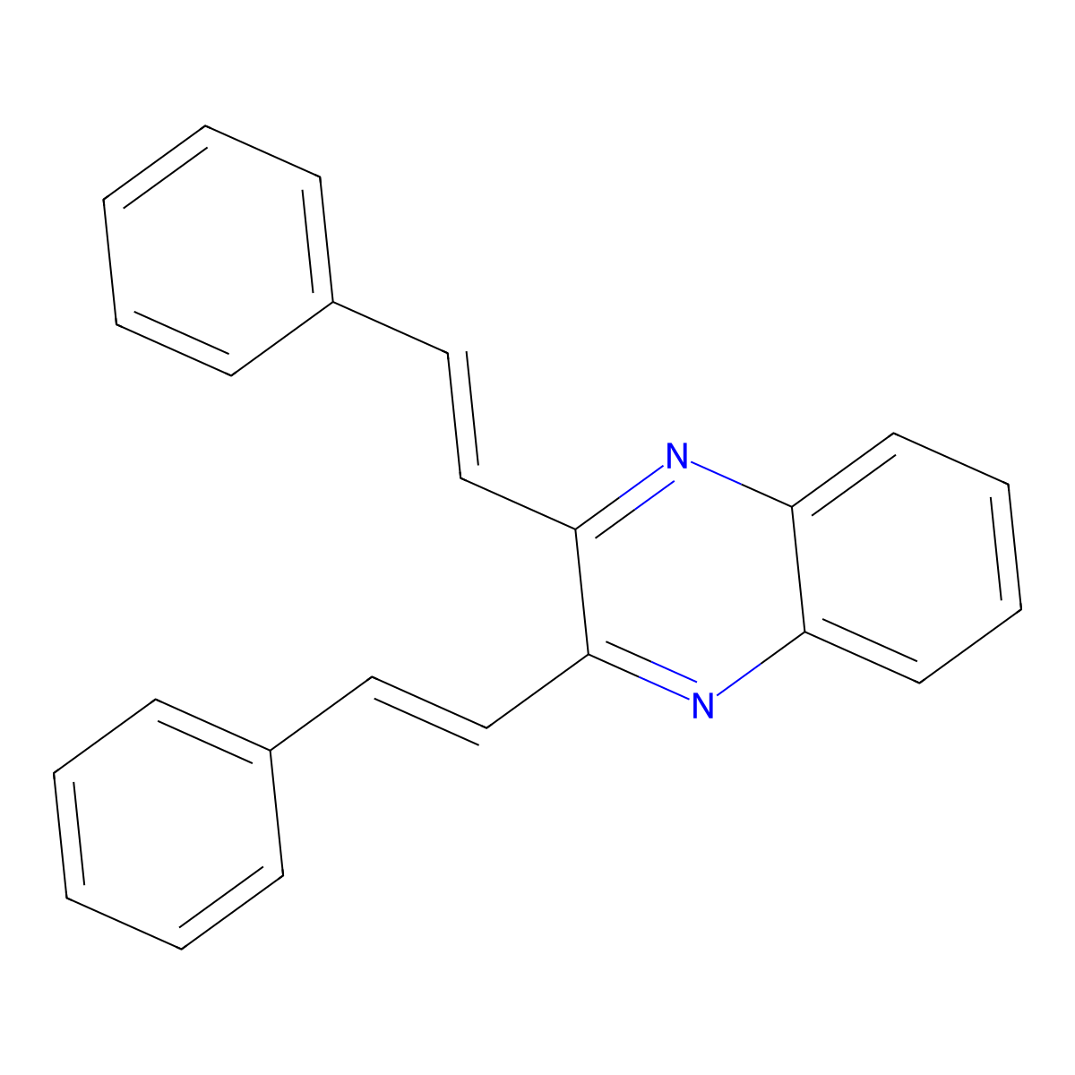 2,3-bis[(E)-2-phenylethenyl]quinoxaline molecular structure, CAS 6620-59-3
