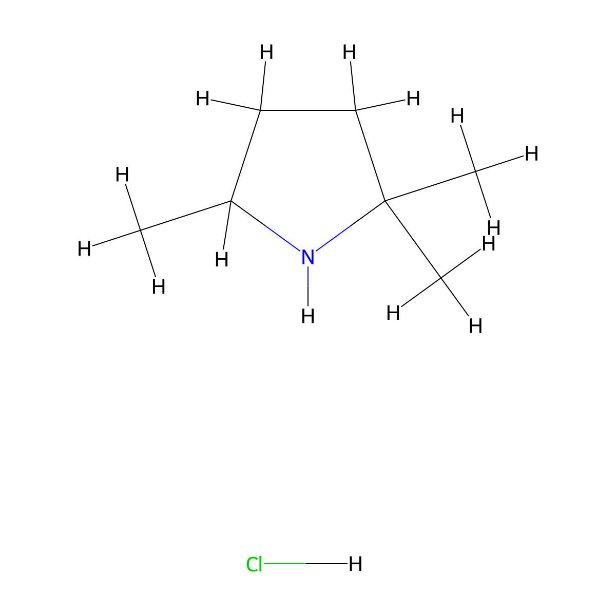 2,2,5-Trimethylpyrrolidine hydrochloride molecular structure, CAS 6620-67-3