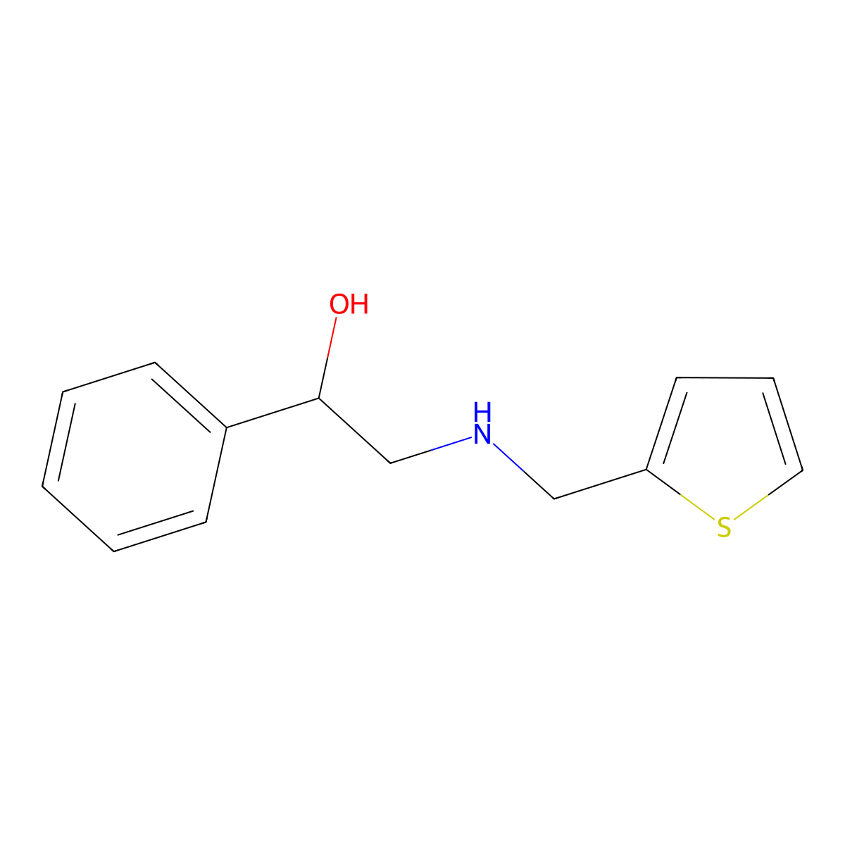 1-Phenyl-2-[(thiophen-2-ylmethyl)-amino]-ethanol molecular structure, CAS 66200-58-6