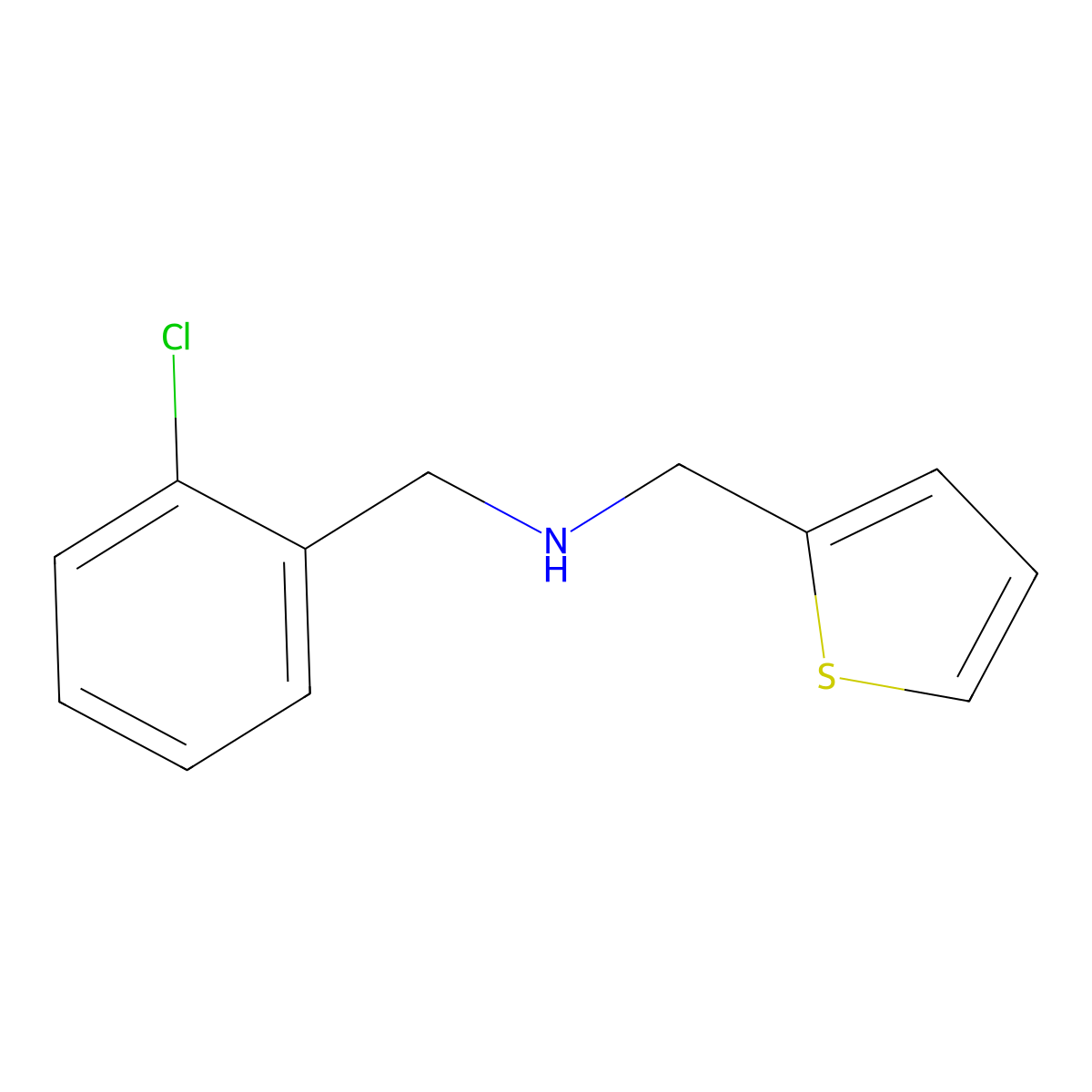 (2-Chlorophenyl)-N-(2-thienylmethyl)methanamine molecular structure, CAS 66200-70-2