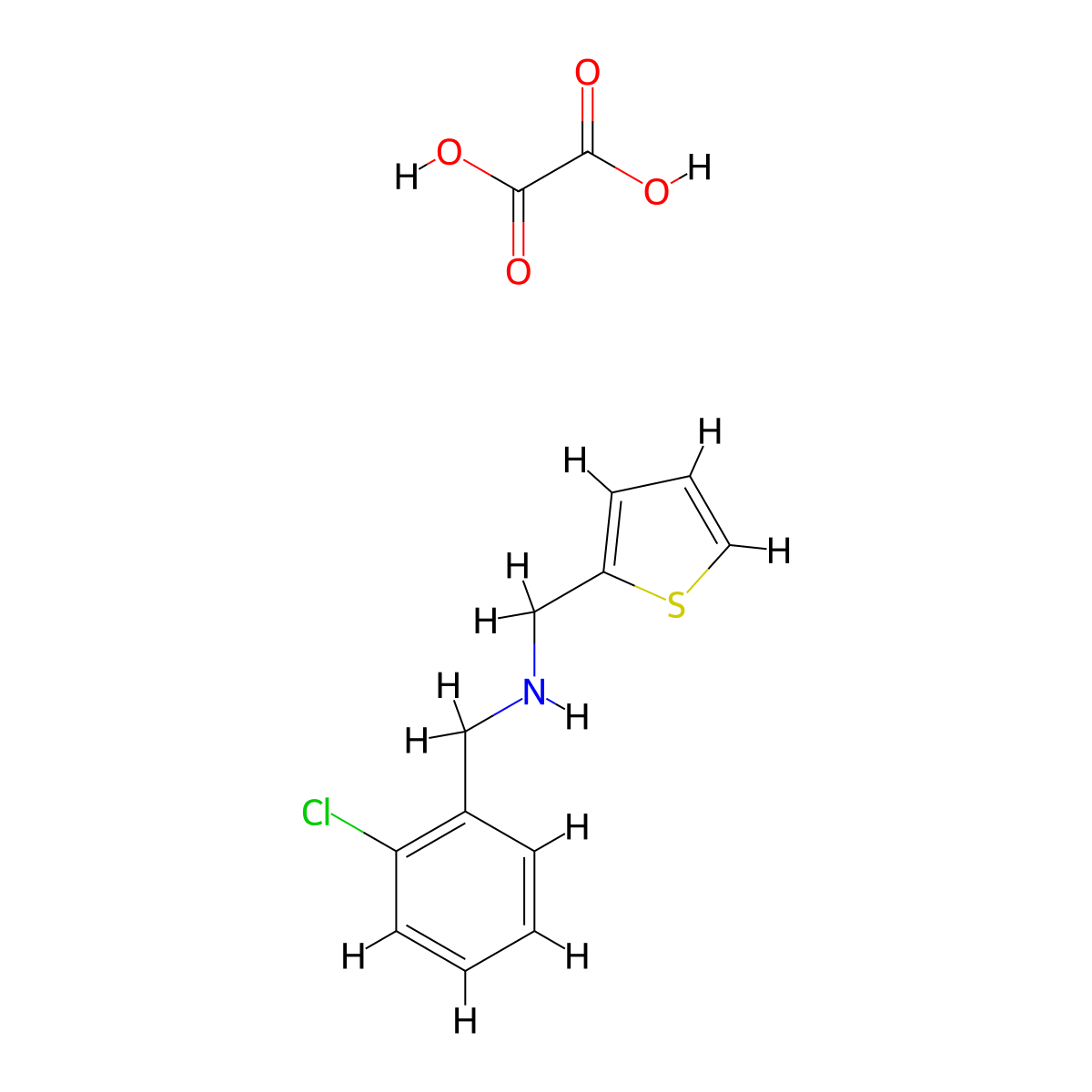 N-[(2-chlorophenyl)methyl]-2-thiophenemethanamine ethanedioate molecular structure, CAS 66200-71-3