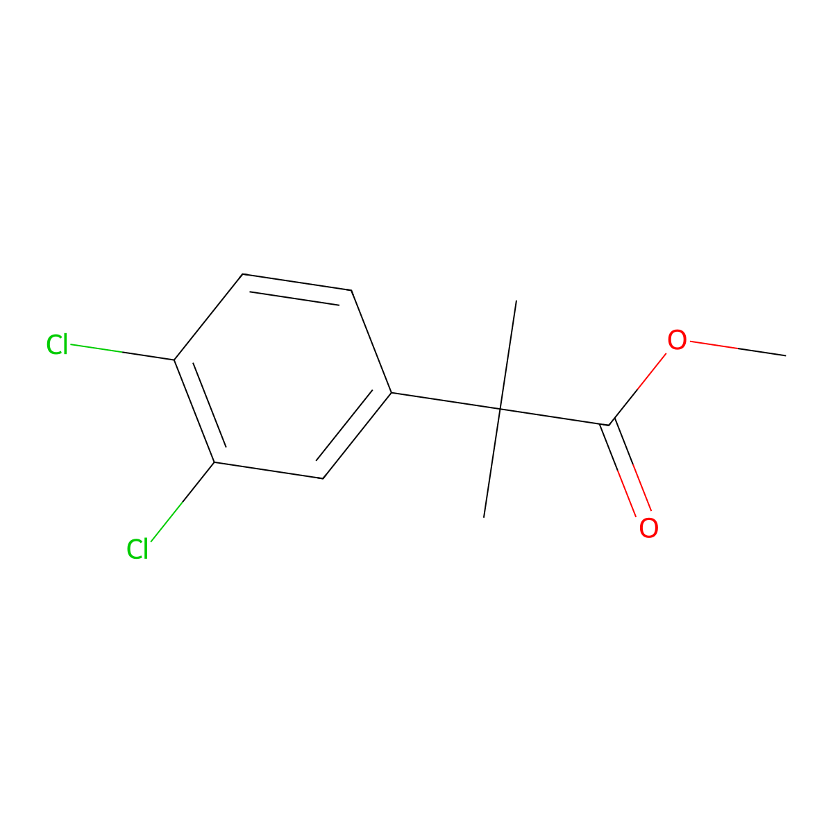 Methyl 2-(3,4-dichlorophenyl)-2-methylpropanoate molecular structure, CAS 66202-88-8