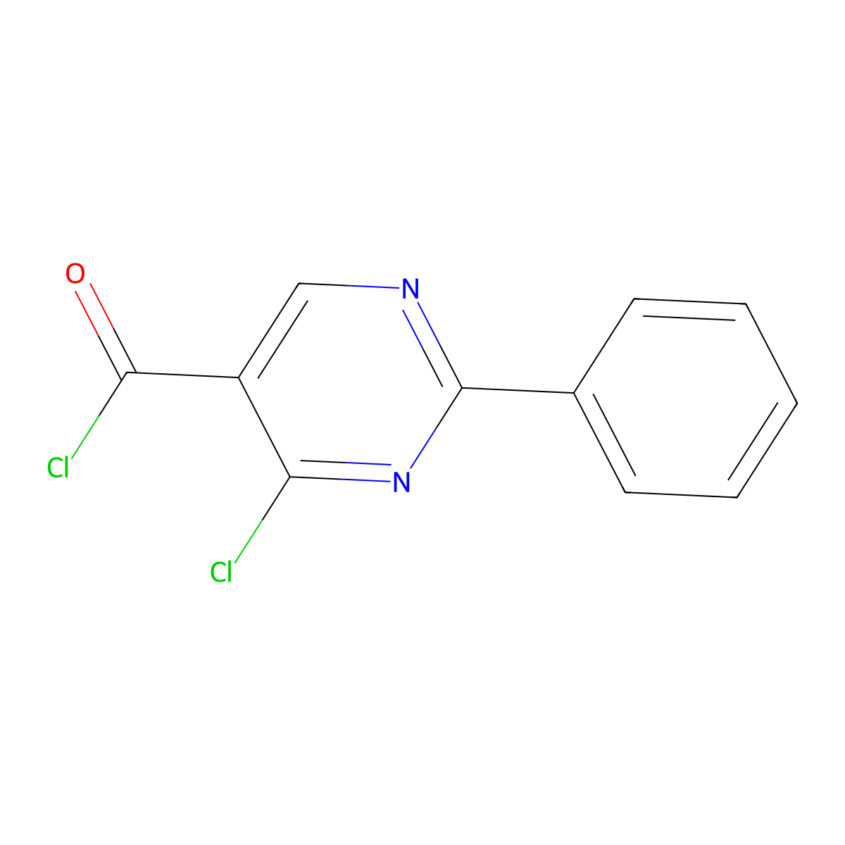 4-Chloro-2-phenylpyrimidine-5-carbonyl chloride molecular structure, CAS 66206-81-3