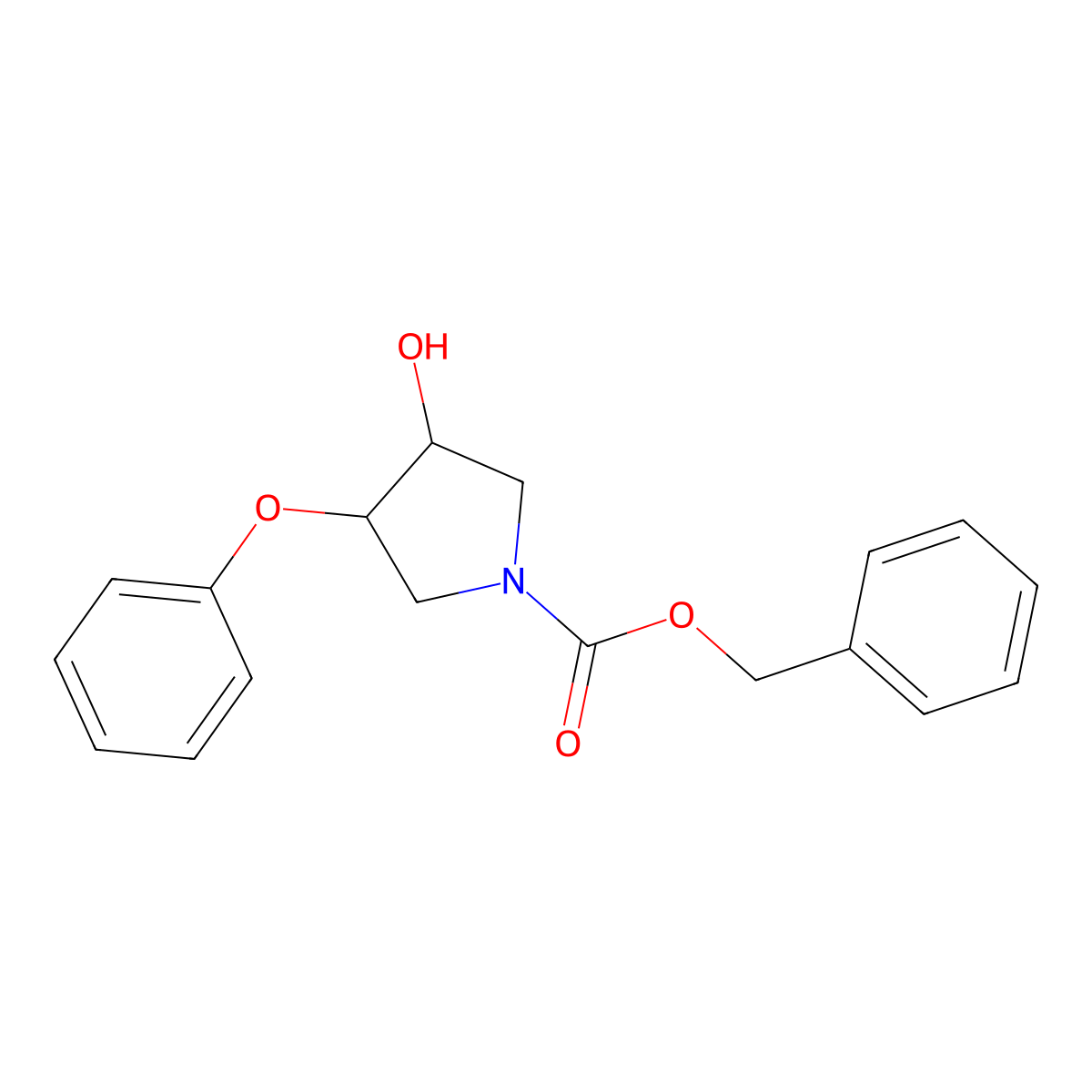 rac-benzyl (3R,4R)-3-hydroxy-4-phenoxypyrrolidine-1-carboxylate molecular structure, CAS 66206-91-5