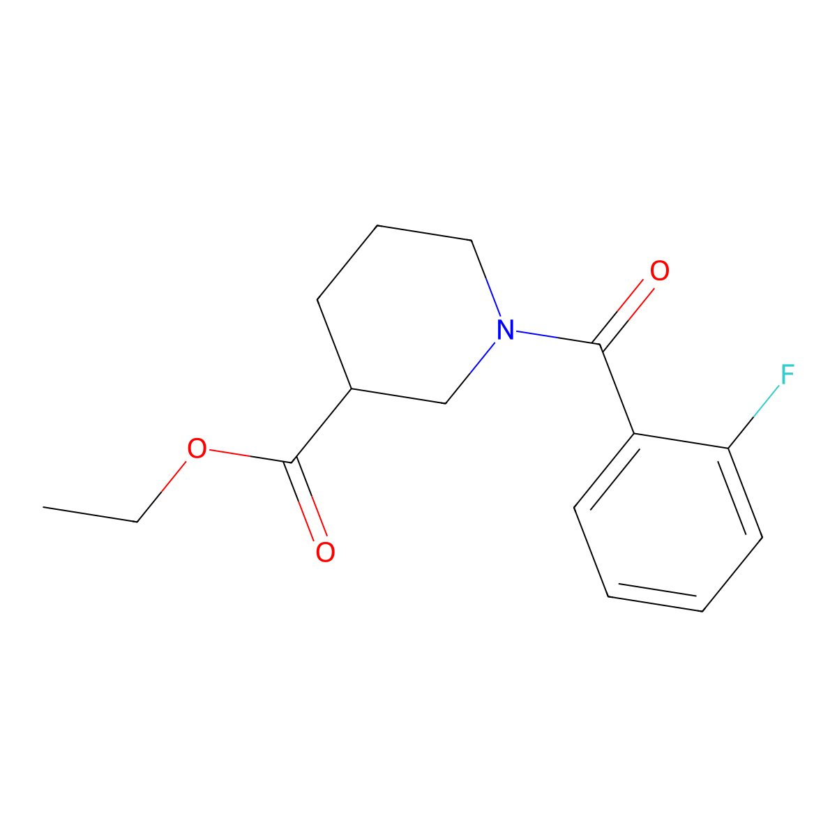 Ethyl 1-(2-fluorobenzoyl)piperidine-3-carboxylate molecular structure, CAS 6621-23-4