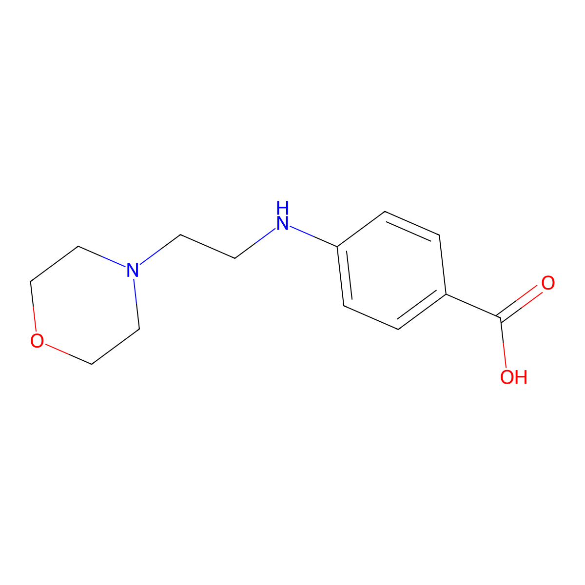 4-((2-Morpholinoethyl)amino)benzoic acid molecular structure, CAS 662117-39-7