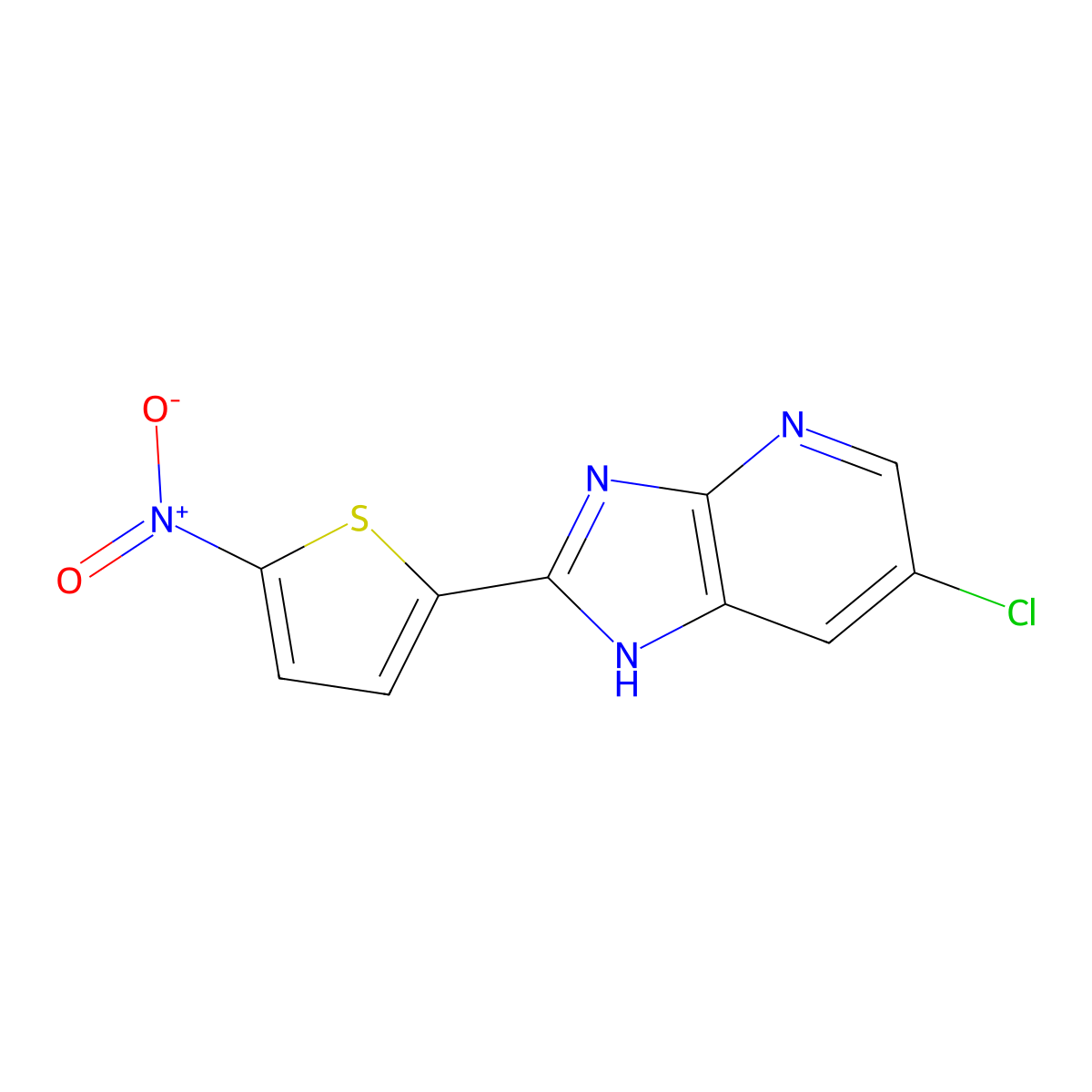 6-Chloro-2-(5-nitrothiophen-2-yl)-1H-imidazo[4,5-b]pyridine molecular structure, CAS 662117-74-0