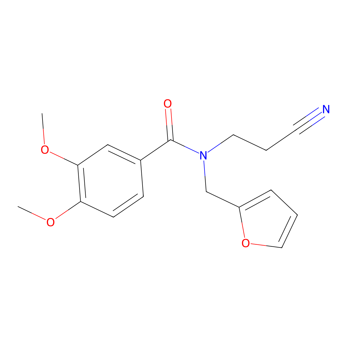 N-(2-cyanoethyl)-N-(furan-2-ylmethyl)-3,4-dimethoxybenzamide molecular structure, CAS 662138-50-3