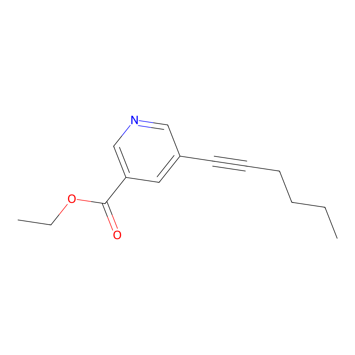 Ethyl 5-hex-1-ynylnicotinate molecular structure, CAS 662138-52-5
