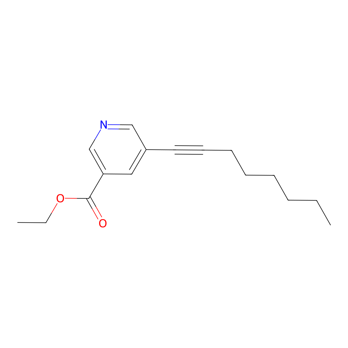 Ethyl 5-oct-1-ynylpyridine-3-carboxylate molecular structure, CAS 662138-53-6