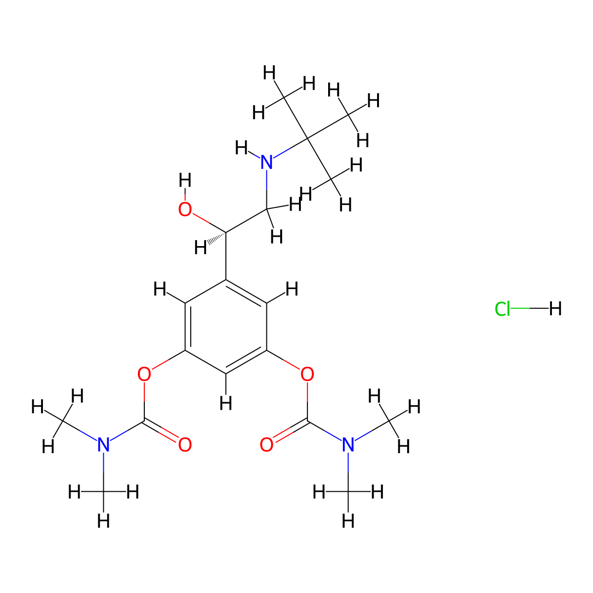 Bambuterol hydrochloride, (R)- molecular structure, CAS 662138-63-8