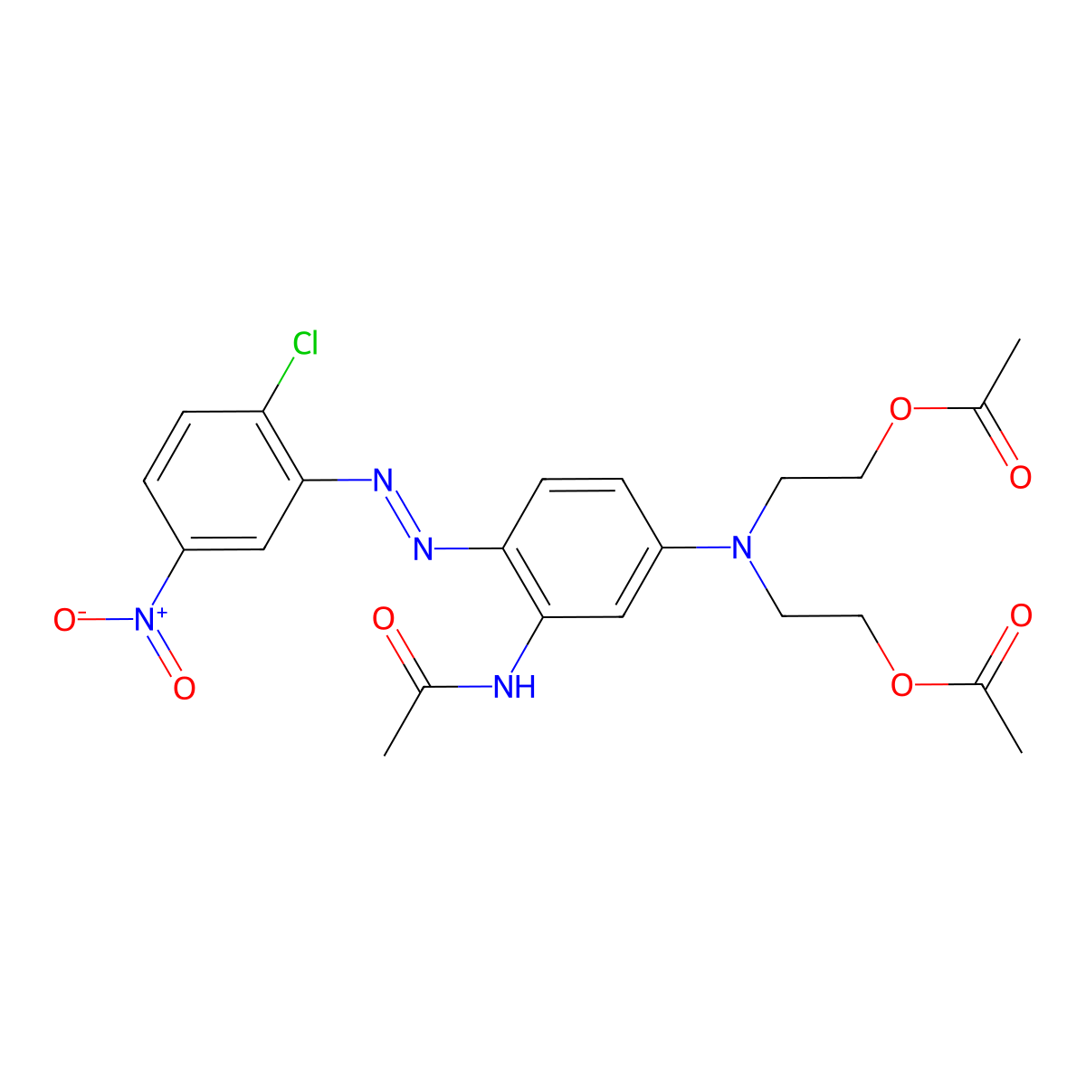 Acetamide, N-[5-[bis[2-(acetyloxy)ethyl]amino]-2-[2-(2-chloro-5-nitrophenyl)diazenyl]phenyl]- molecular structure, CAS 66214-53-7