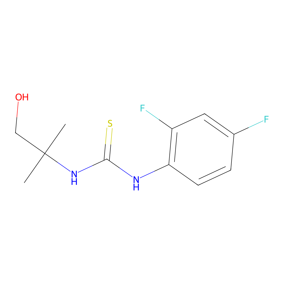 1-(2,4-Difluorophenyl)-3-(1-hydroxy-2-methylpropan-2-yl)thiourea molecular structure, CAS 662146-10-3