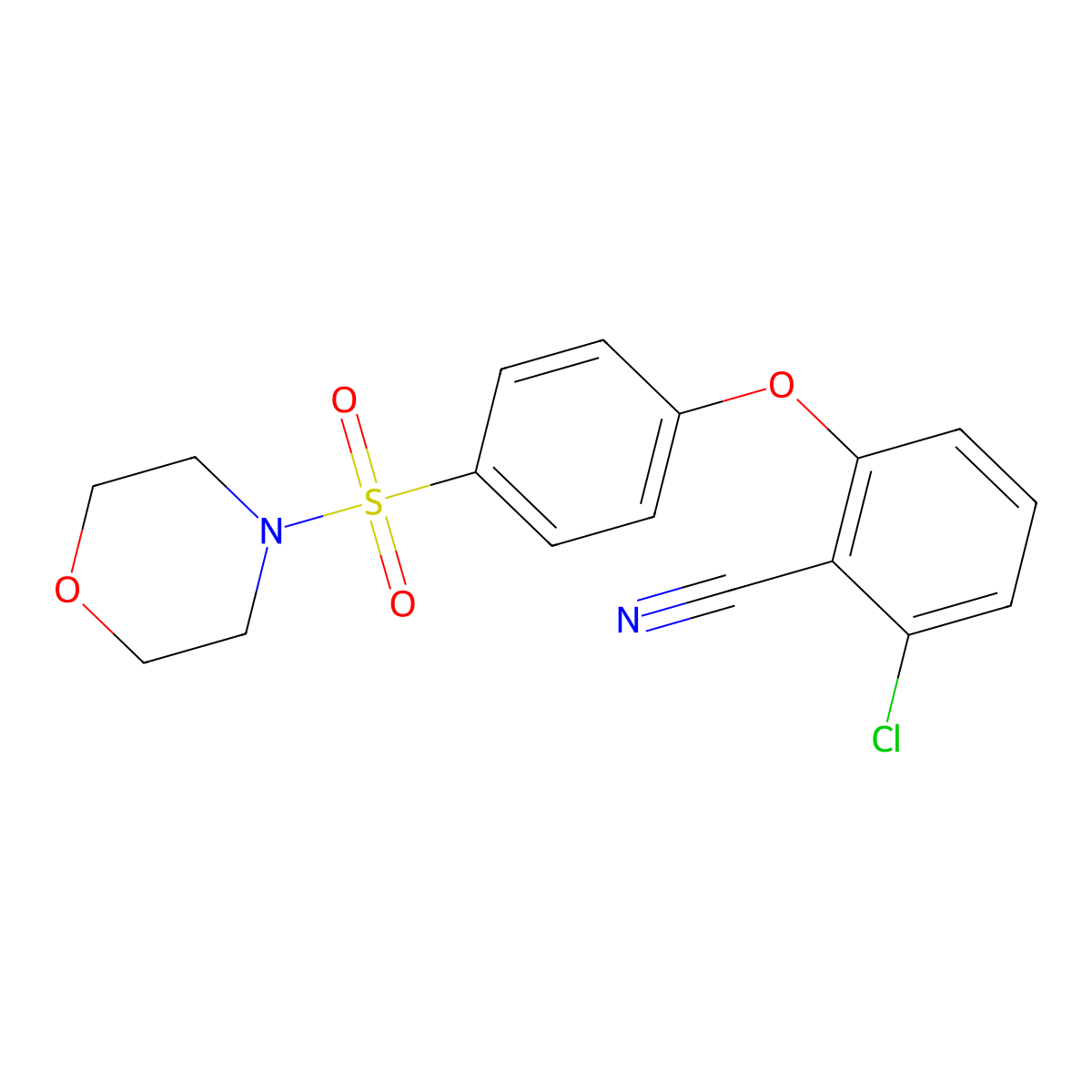 2-Chloro-6-(4-morpholin-4-ylsulfonylphenoxy)benzonitrile molecular structure, CAS 662146-35-2