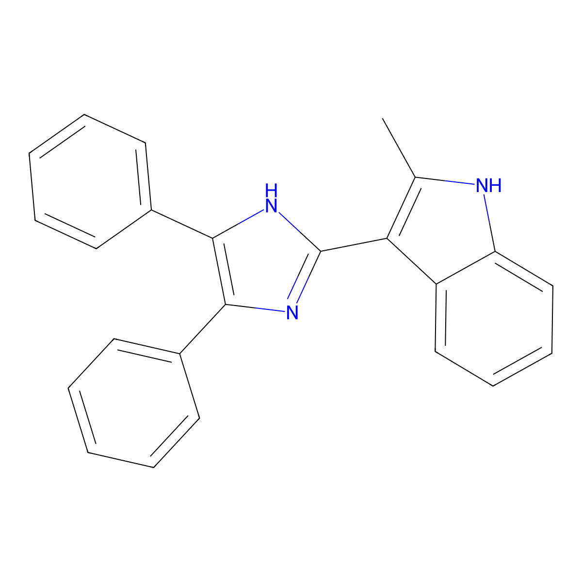 1H-Indole, 3-(4,5-diphenyl-1H-imidazol-2-yl)-2-methyl- molecular structure, CAS 662150-78-9