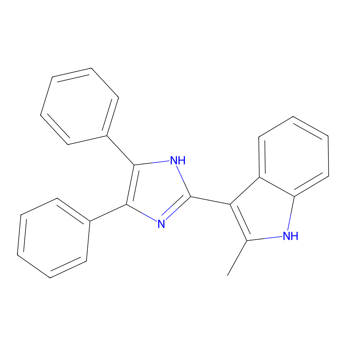 1H-Indole, 3-(4,5-diphenyl-1H-imidazol-2-yl)-2-methyl- molecular structure, CAS 662150-78-9