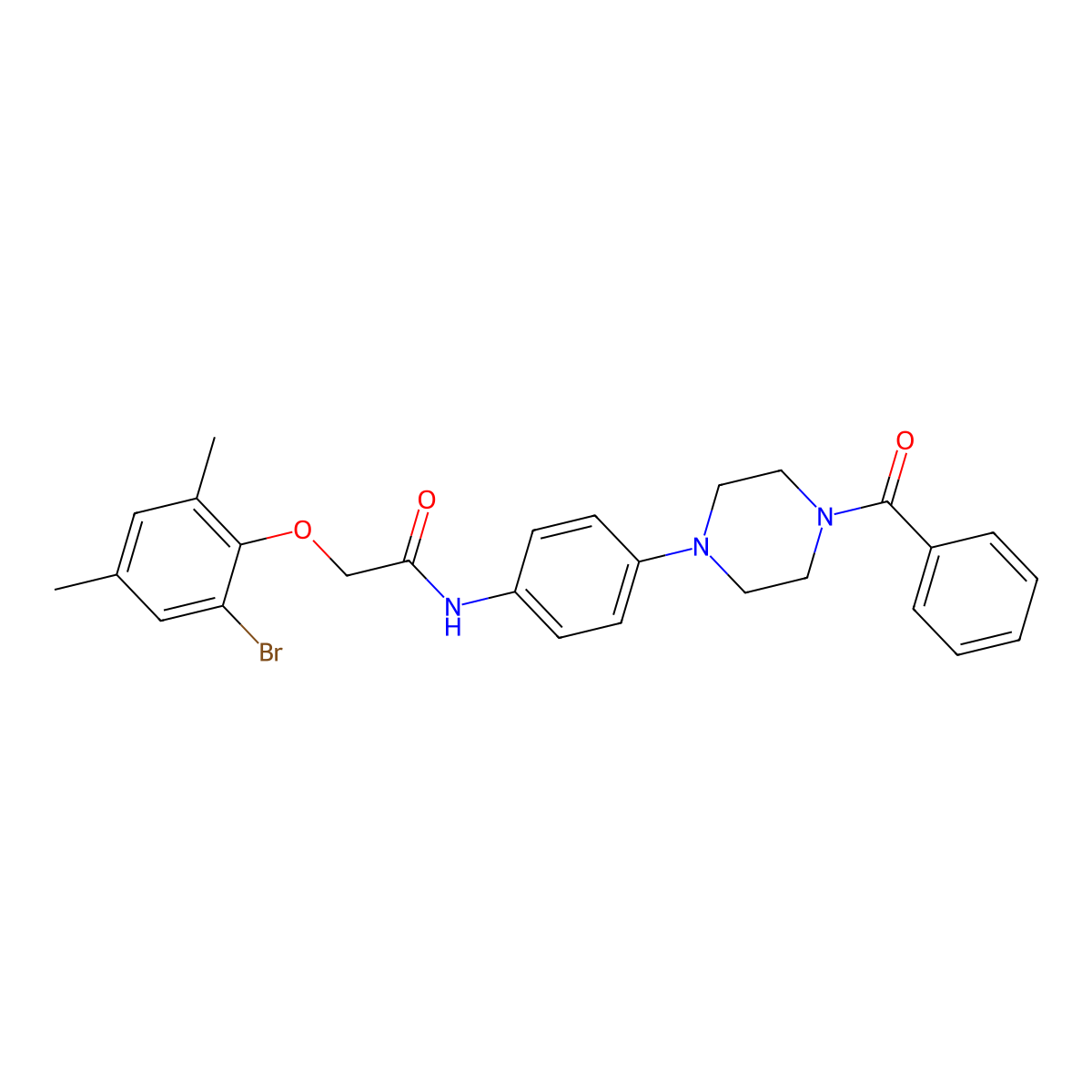 N-[4-(4-benzoylpiperazin-1-yl)phenyl]-2-(2-bromo-4,6-dimethylphenoxy)acetamide molecular structure, CAS 662153-38-0
