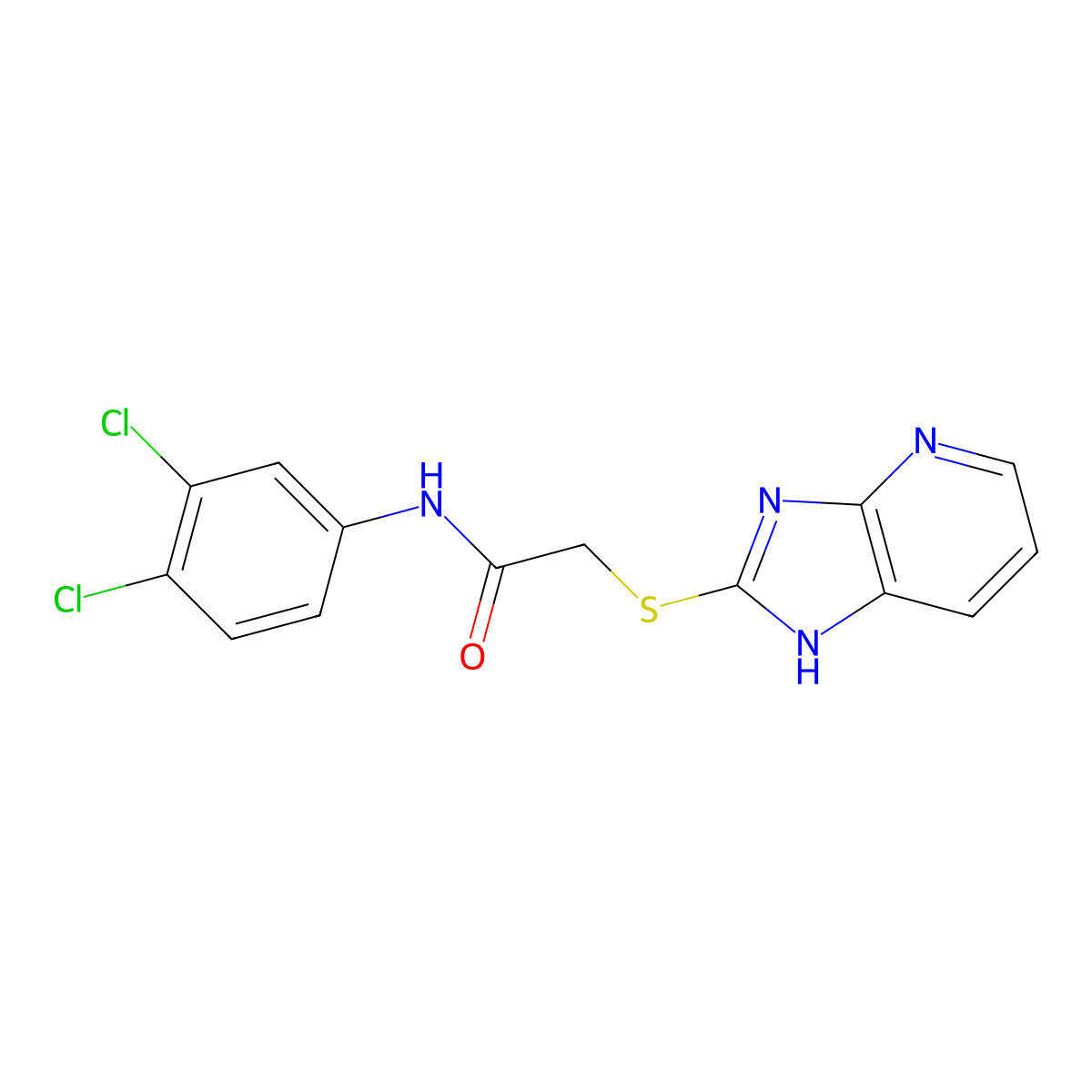 N-(3,4-dichlorophenyl)-2-(1H-imidazo[4,5-b]pyridin-2-ylsulfanyl)acetamide molecular structure, CAS 662154-04-3