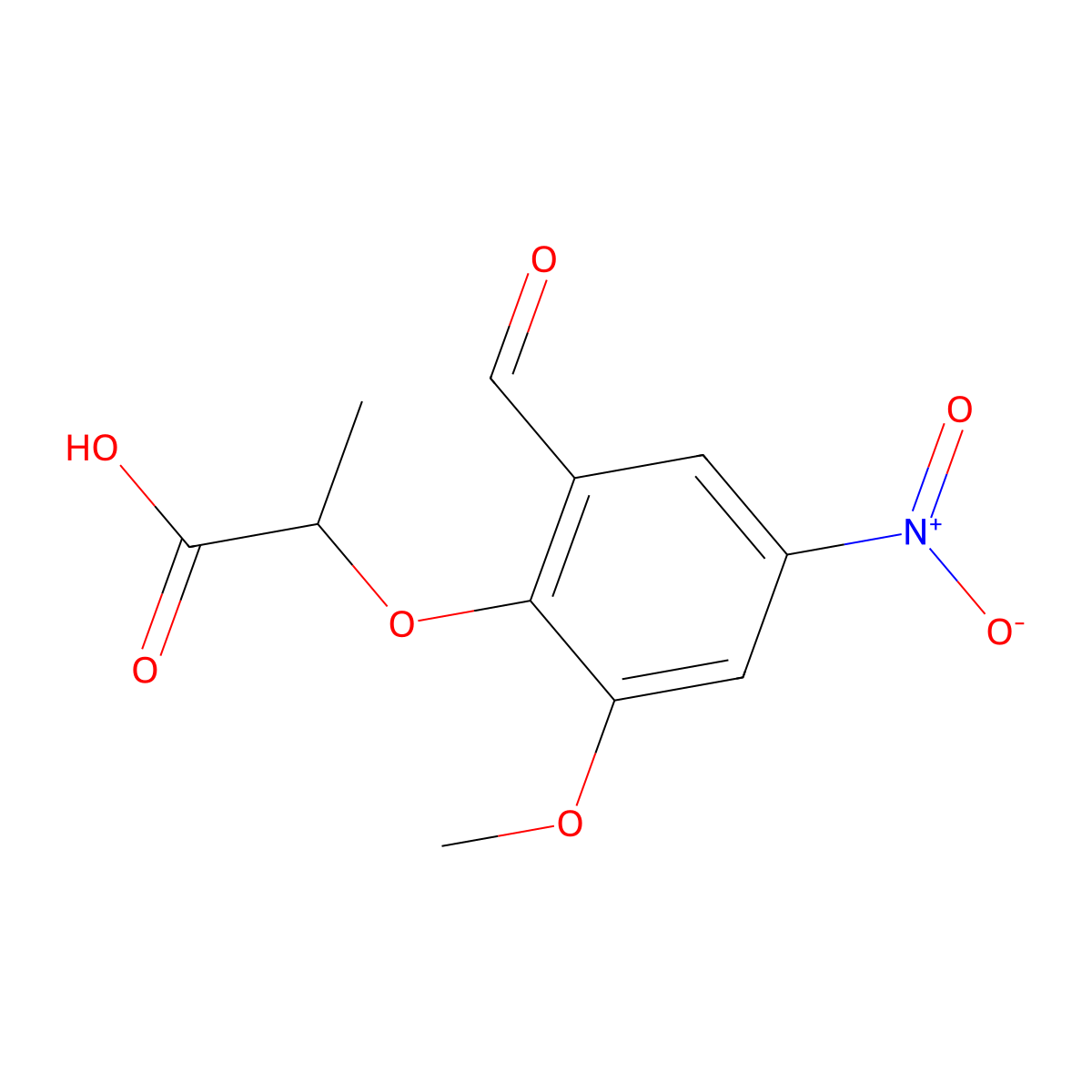 2-(2-Formyl-6-methoxy-4-nitrophenoxy)propanoic acid molecular structure, CAS 662154-26-9
