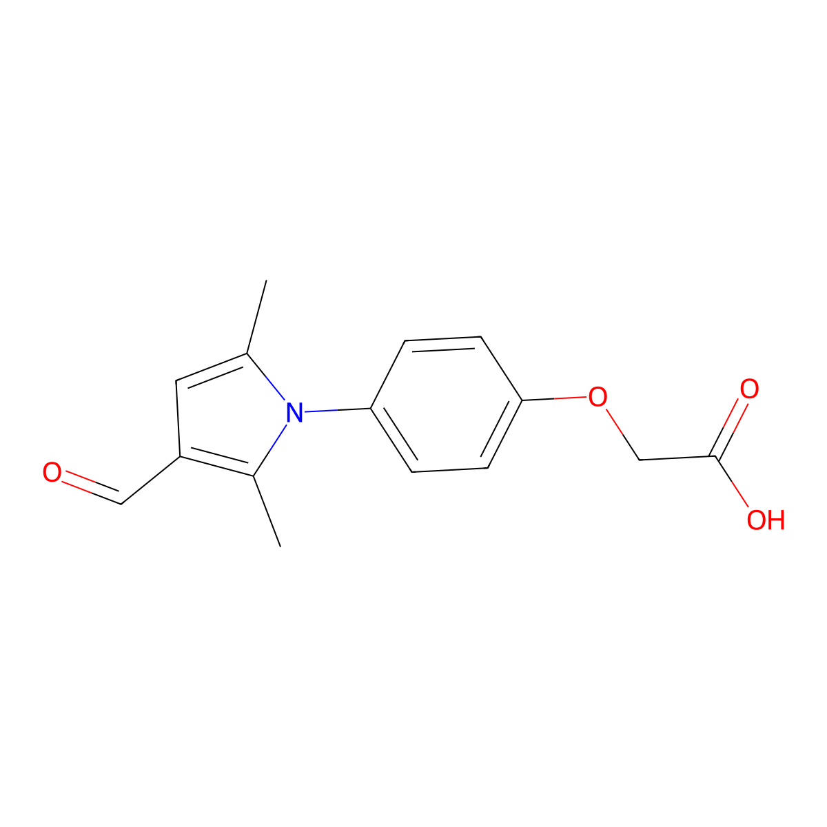 2-[4-(3-formyl-2,5-dimethyl-1H-pyrrol-1-yl)phenoxy]acetic acid molecular structure, CAS 662154-28-1
