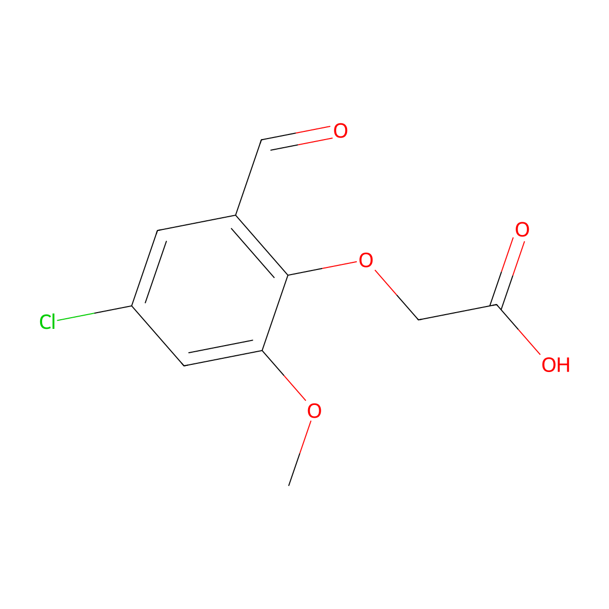 2-(4-Chloro-2-formyl-6-methoxyphenoxy)acetic acid molecular structure, CAS 662154-29-2