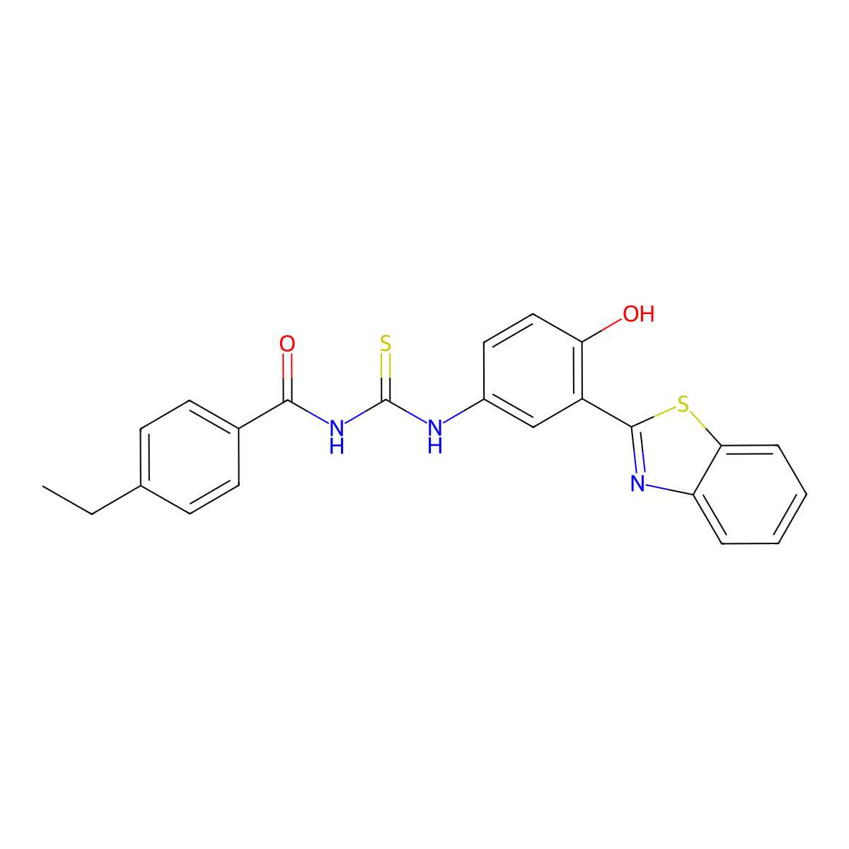 N-{[3-(1,3-benzothiazol-2-yl)-4-hydroxyphenyl]carbamothioyl}-4-ethylbenzamide molecular structure, CAS 662155-67-1