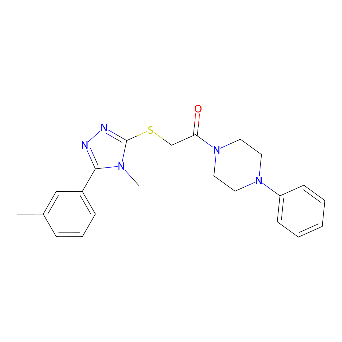 2-[[4-Methyl-5-(3-methylphenyl)-1,2,4-triazol-3-yl]sulfanyl]-1-(4-phenylpiperazin-1-yl)ethanone molecular structure, CAS 662155-77-3