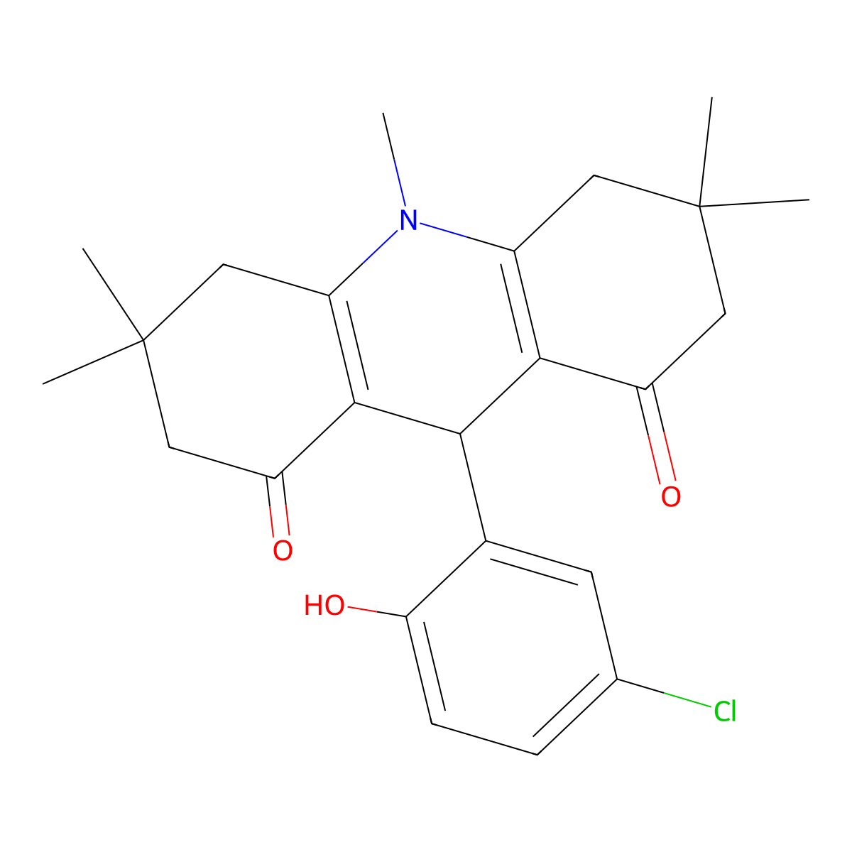 9-(5-chloro-2-hydroxyphenyl)-3,3,6,6,10-pentamethyl-4,5,7,9-tetrahydro-2H-acridine-1,8-dione molecular structure, CAS 662156-07-2
