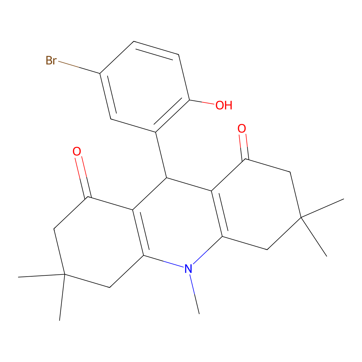 9-(5-bromo-2-hydroxyphenyl)-3,3,6,6,10-pentamethyl-4,5,7,9-tetrahydro-2H-acridine-1,8-dione molecular structure, CAS 662156-08-3