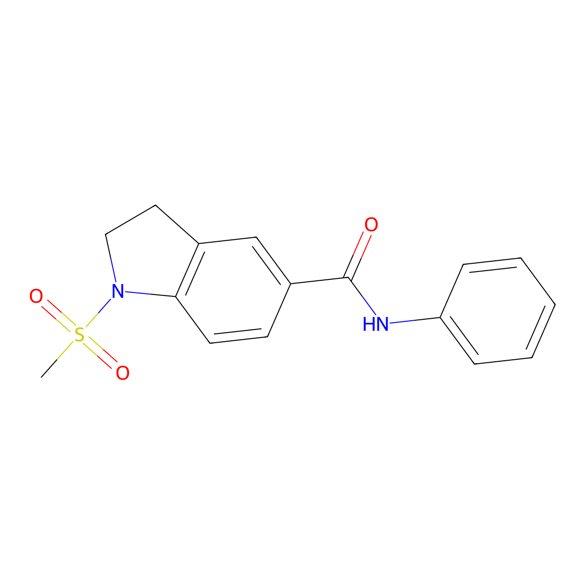 1-(methylsulfonyl)-N-phenyl-5-indolinecarboxamide molecular structure, CAS 662158-65-8