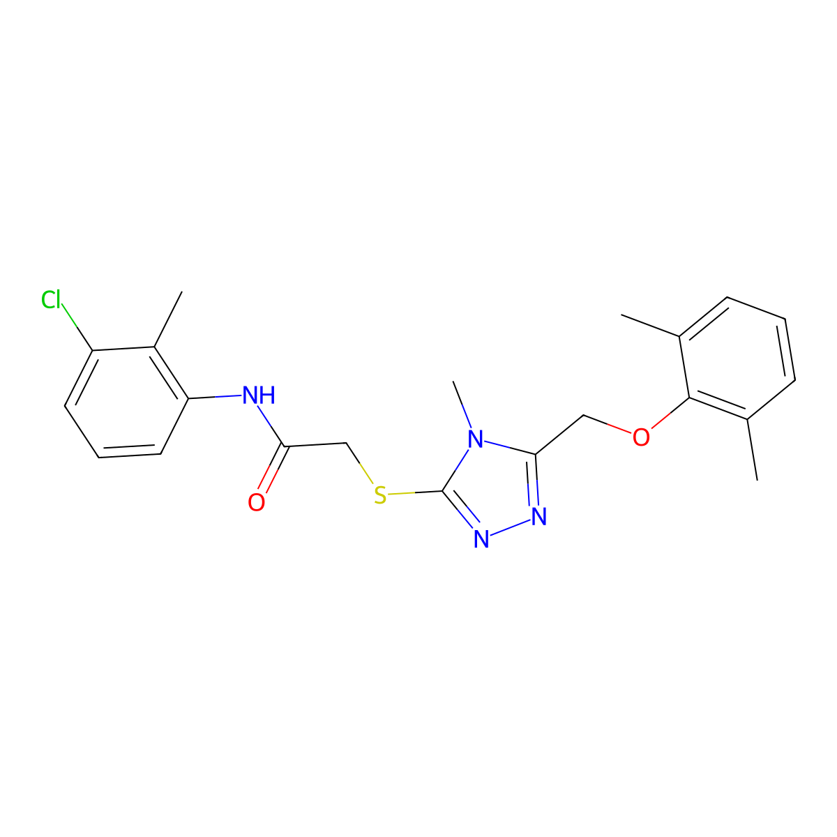 N-(3-chloro-2-methylphenyl)-2-({5-[(2,6-dimethylphenoxy)methyl]-4-methyl-4H-1,2,4-triazol-3-yl}sulfanyl)acetamide molecular structure, CAS 662158-82-9