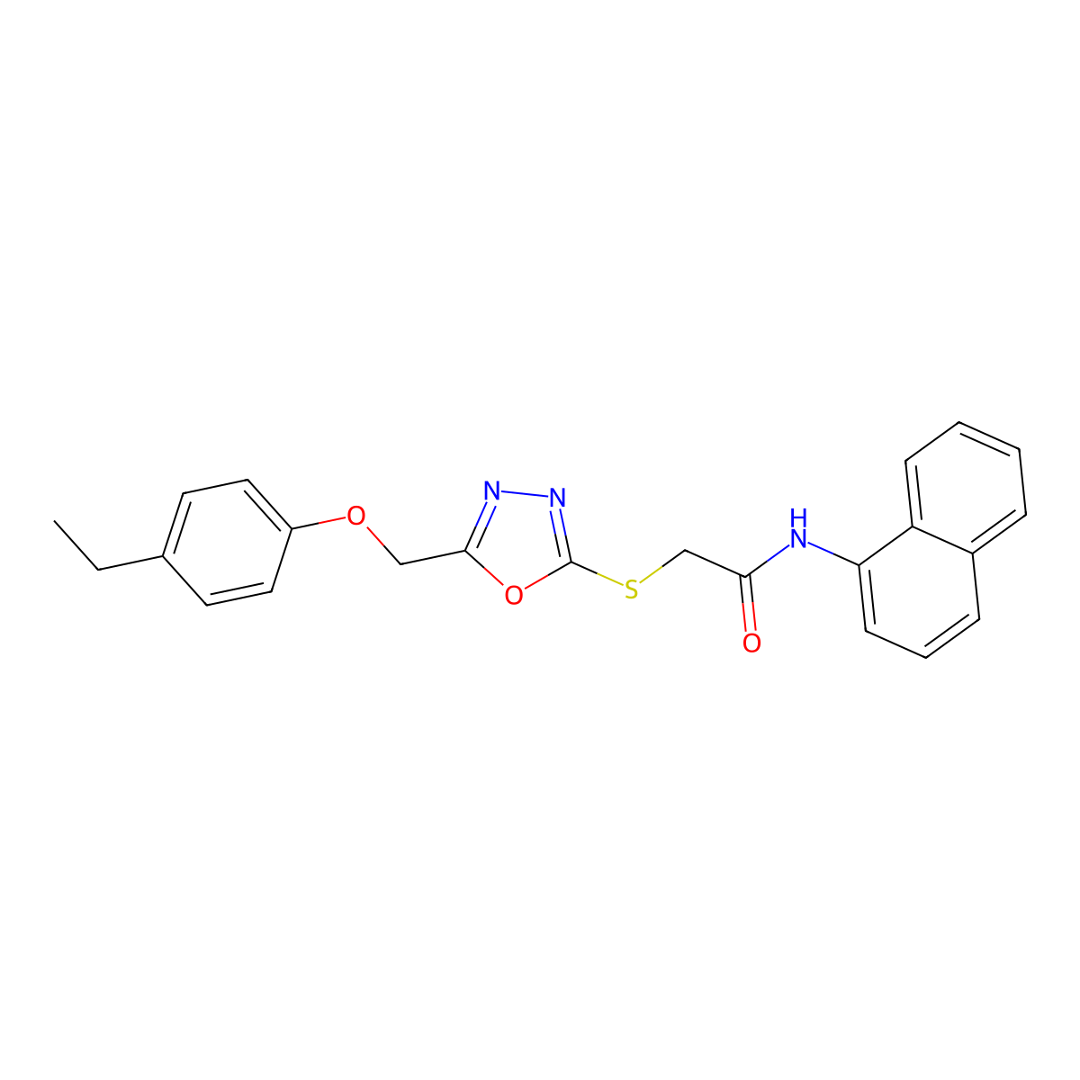 2-({5-[(4-ethylphenoxy)methyl]-1,3,4-oxadiazol-2-yl}sulfanyl)-N-(1-naphthyl)acetamide molecular structure, CAS 662158-89-6