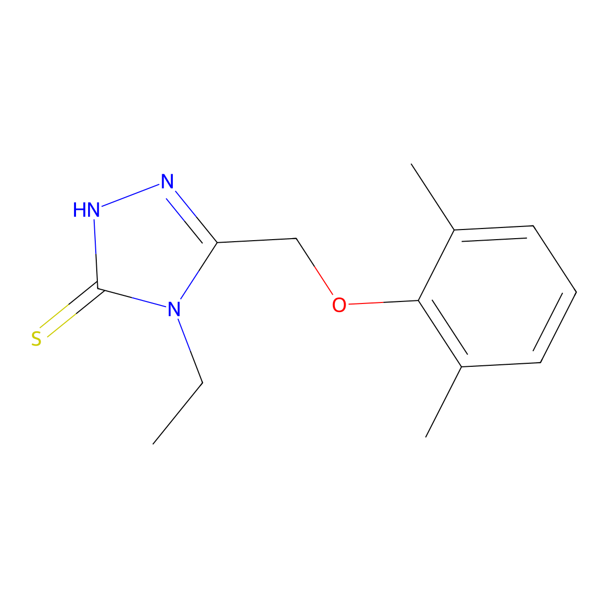 5-(2,6-Dimethyl-phenoxymethyl)-4-ethyl-4H-[1,2,4]triazole-3-thiol molecular structure, CAS 662158-99-8