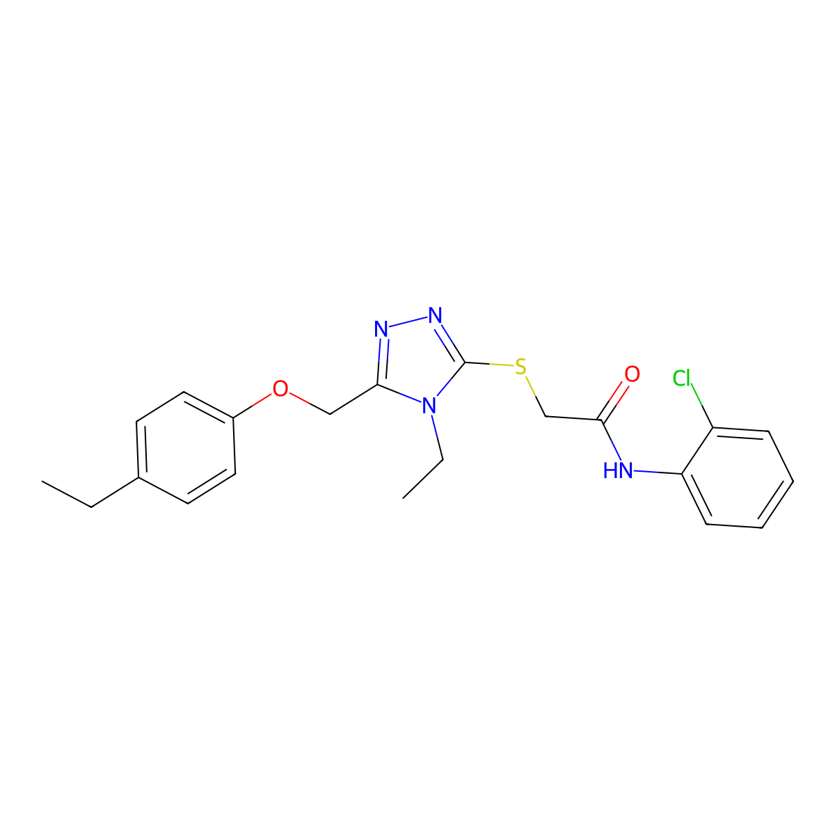 N-(2-chlorophenyl)-2-({4-ethyl-5-[(4-ethylphenoxy)methyl]-4H-1,2,4-triazol-3-yl}sulfanyl)acetamide molecular structure, CAS 662159-04-8