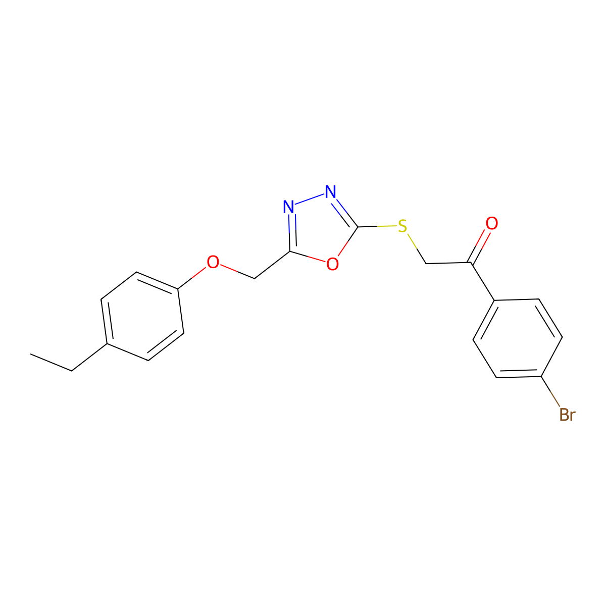 1-(4-Bromophenyl)-2-({5-[(4-ethylphenoxy)methyl]-1,3,4-oxadiazol-2-yl}sulfanyl)ethanone molecular structure, CAS 662159-06-0