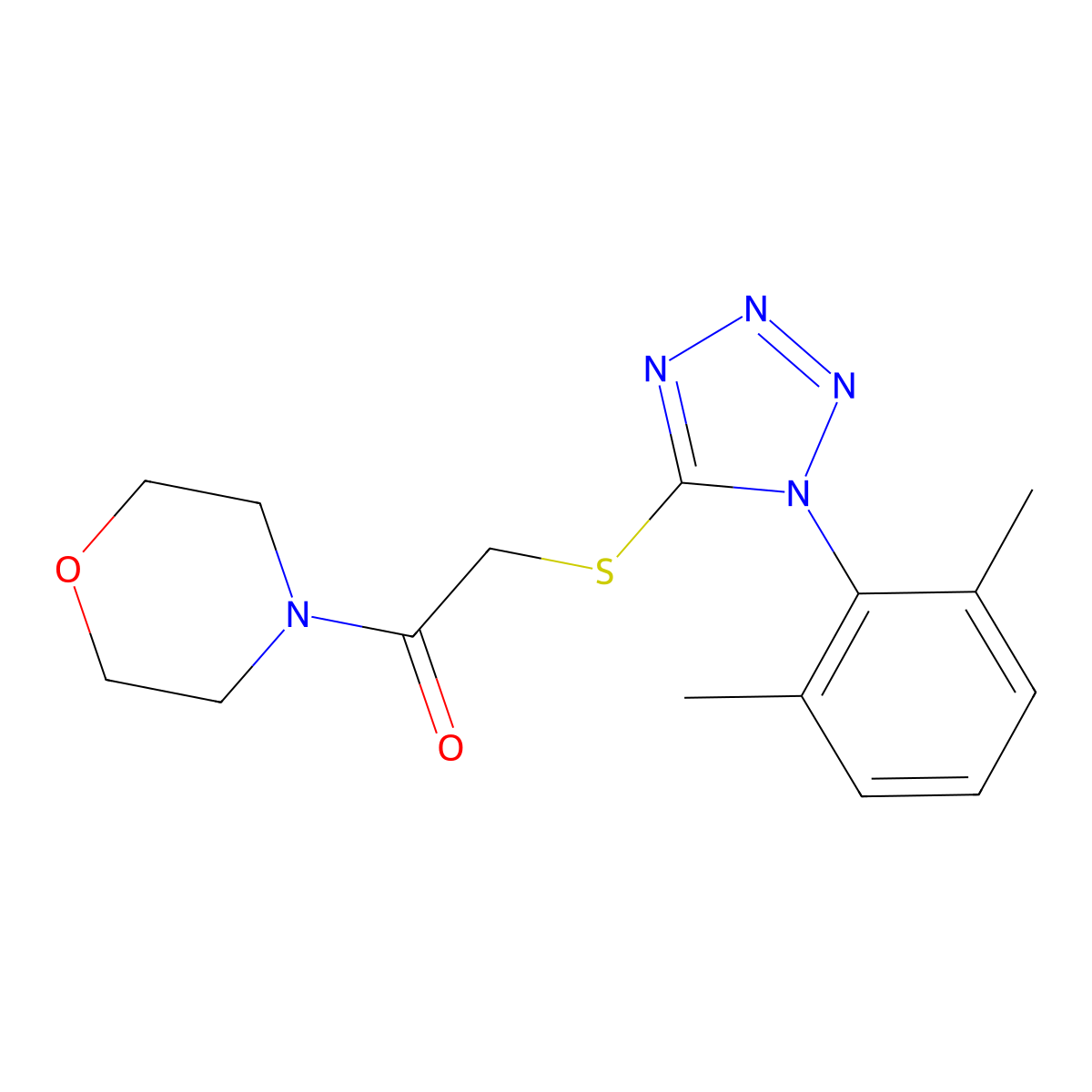 2-[1-(2,6-Dimethylphenyl)tetrazol-5-yl]sulfanyl-1-morpholin-4-ylethanone molecular structure, CAS 662159-30-0