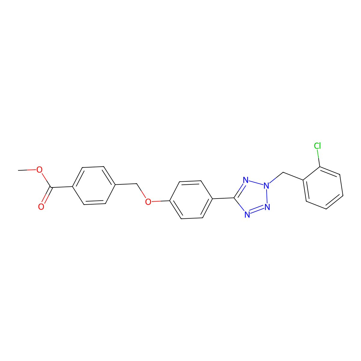 Methyl 4-[[4-[2-[(2-chlorophenyl)methyl]tetrazol-5-yl]phenoxy]methyl]benzoate molecular structure, CAS 662159-33-3