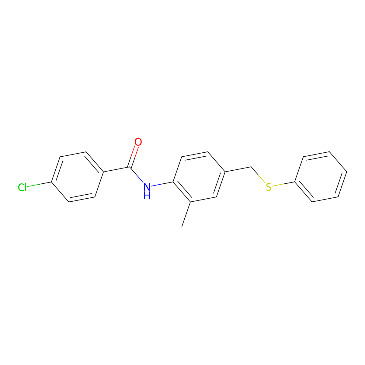 4-chloro-N-[2-methyl-4-(phenylsulfanylmethyl)phenyl]benzamide molecular structure, CAS 662159-76-4