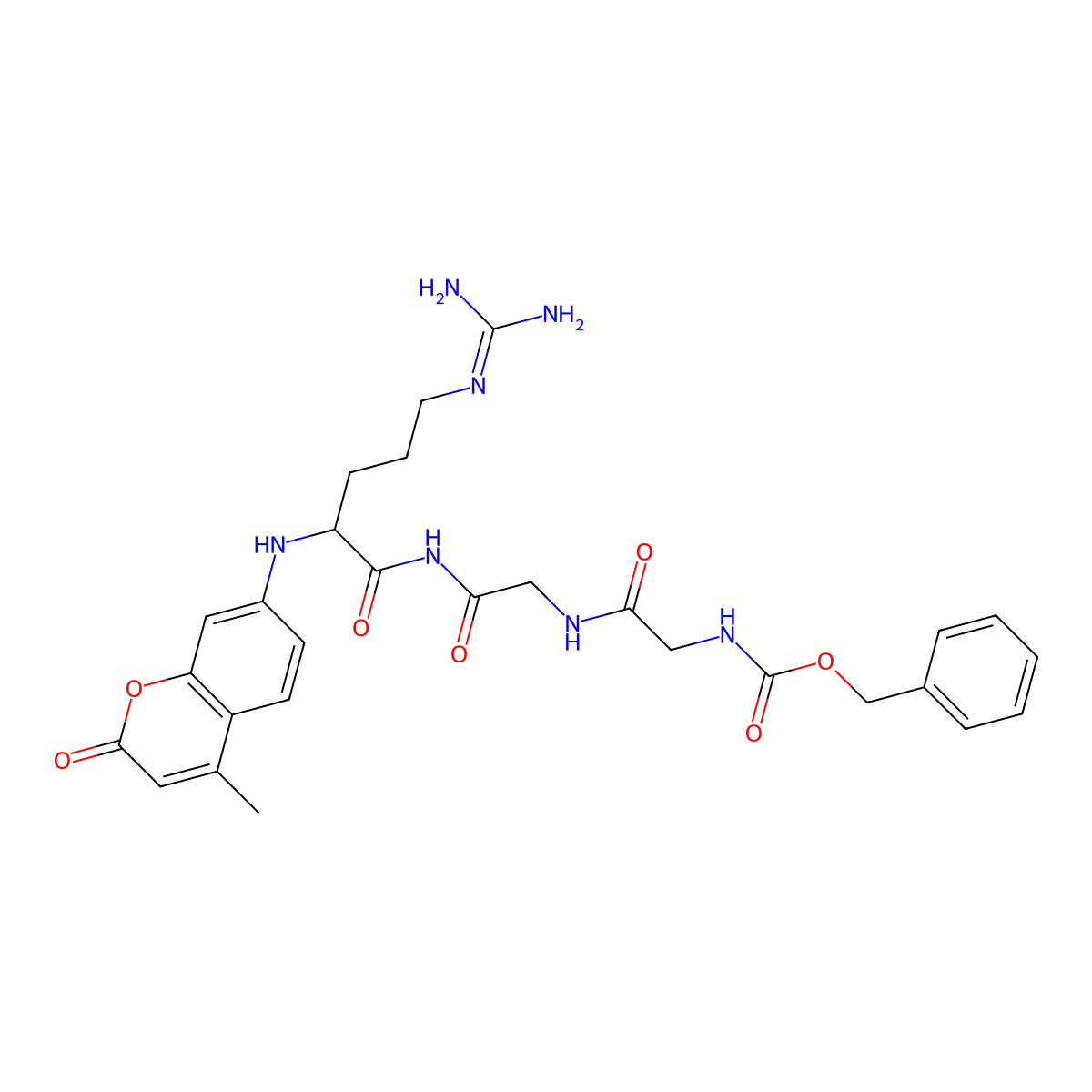 N-Benzyloxycarbonylglycyl-glycyl-arginine-4-methylcoumarinyl-7-amide molecular structure, CAS 66216-78-2