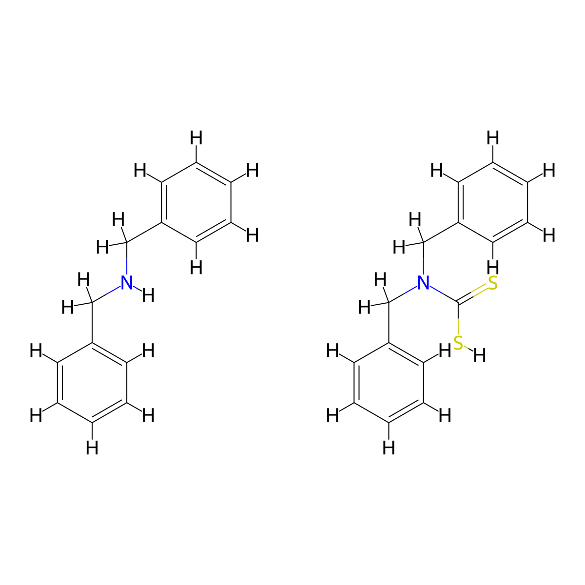Dibenzylammonium dibenzyldithiocarbamate molecular structure, CAS 66216-84-0