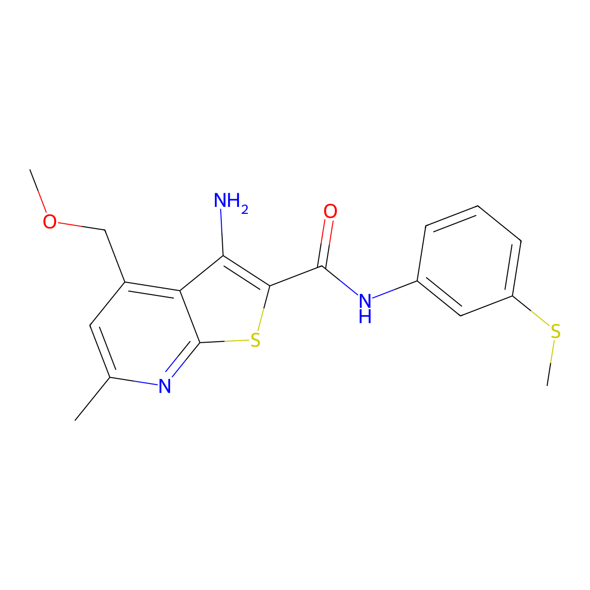 3-amino-4-(methoxymethyl)-6-methyl-N-[3-(methylsulfanyl)phenyl]thieno[2,3-b]pyridine-2-carboxamide molecular structure, CAS 662162-52-9