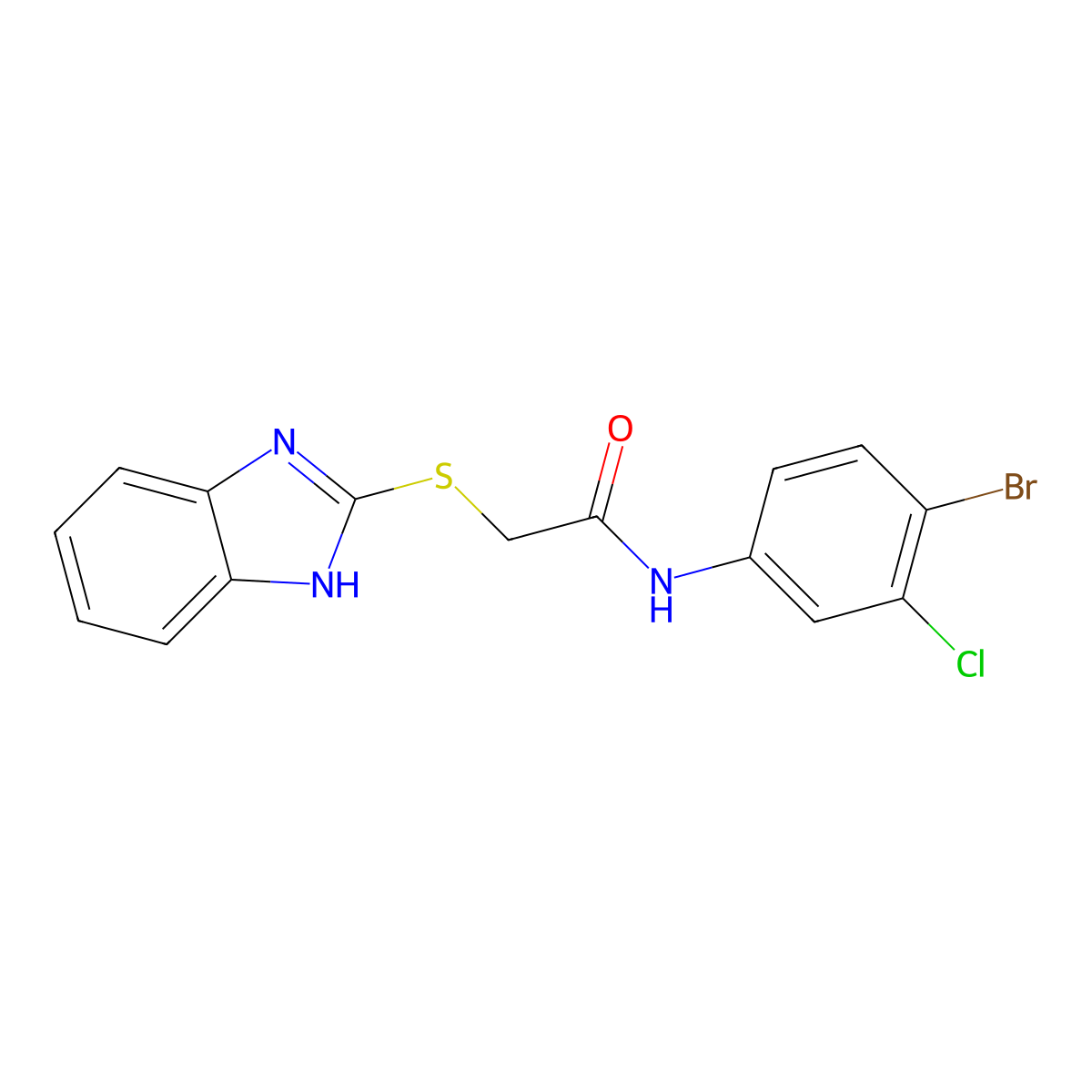 2-(1H-benzimidazol-2-ylsulfanyl)-N-(4-bromo-3-chlorophenyl)acetamide molecular structure, CAS 662162-57-4