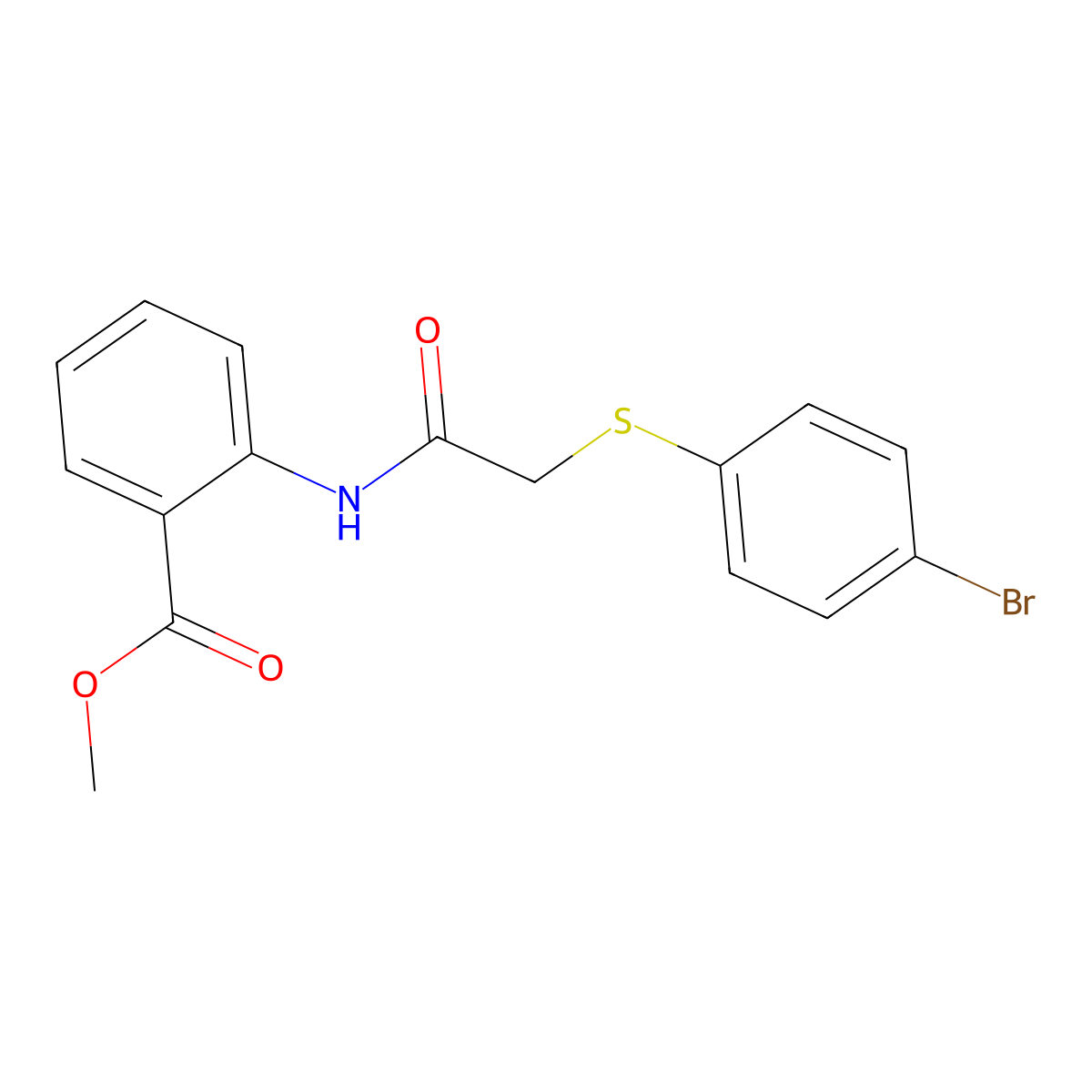 Methyl 2-({[(4-bromophenyl)sulfanyl]acetyl}amino)benzoate molecular structure, CAS 662162-76-7