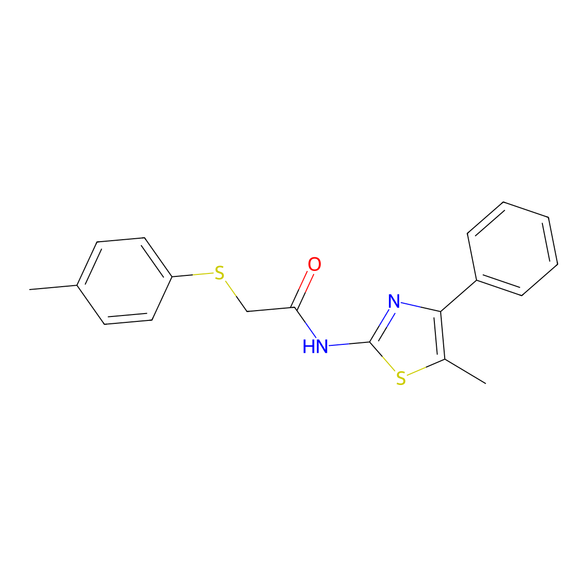 2-(4-methylphenyl)sulfanyl-N-(5-methyl-4-phenyl-1,3-thiazol-2-yl)acetamide molecular structure, CAS 662163-20-4