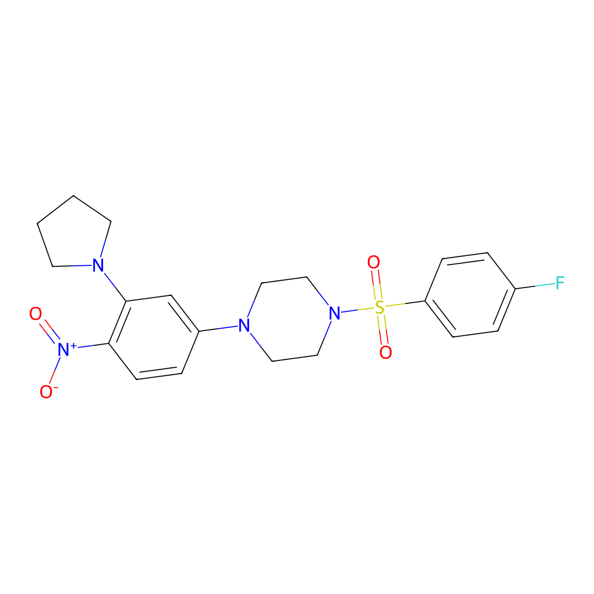 1-(4-Fluorophenyl)sulfonyl-4-(4-nitro-3-pyrrolidin-1-ylphenyl)piperazine molecular structure, CAS 662163-68-0