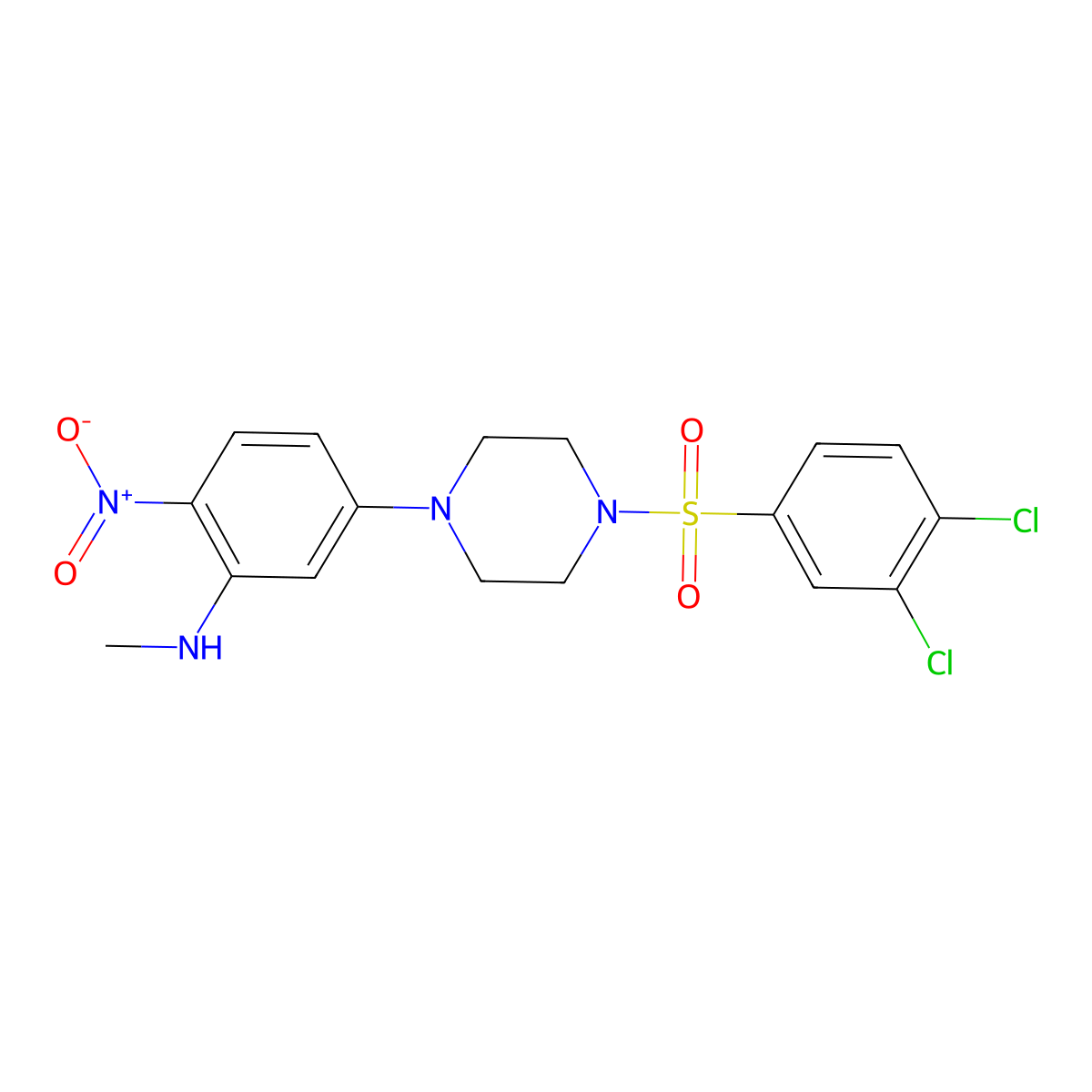5-[4-(3,4-dichlorophenyl)sulfonylpiperazin-1-yl]-N-methyl-2-nitroaniline molecular structure, CAS 662163-73-7