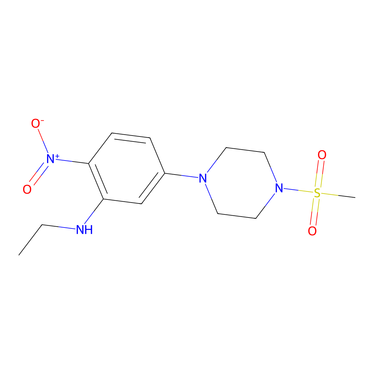 N-ethyl-5-(4-methylsulfonylpiperazin-1-yl)-2-nitroaniline molecular structure, CAS 662163-74-8