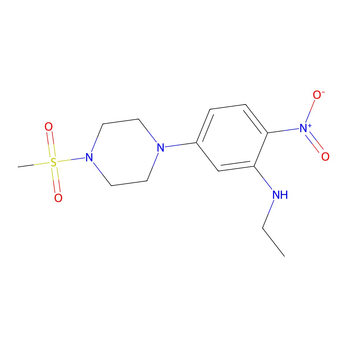 N-ethyl-5-(4-methylsulfonylpiperazin-1-yl)-2-nitroaniline molecular structure, CAS 662163-74-8