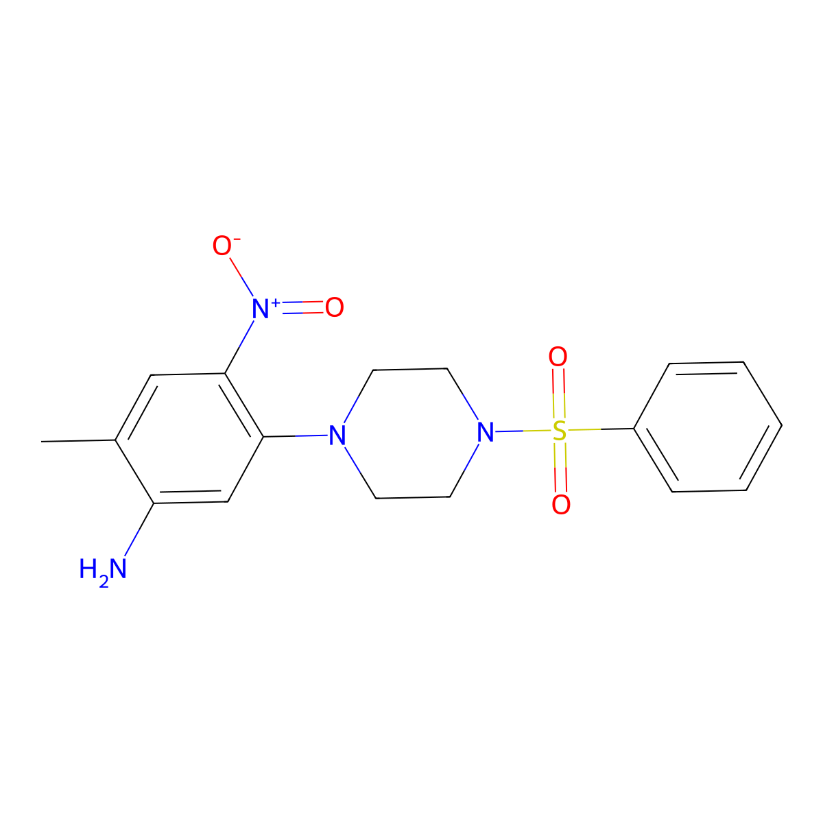 5-[4-(Benzenesulfonyl)piperazin-1-yl]-2-methyl-4-nitroaniline molecular structure, CAS 662163-76-0