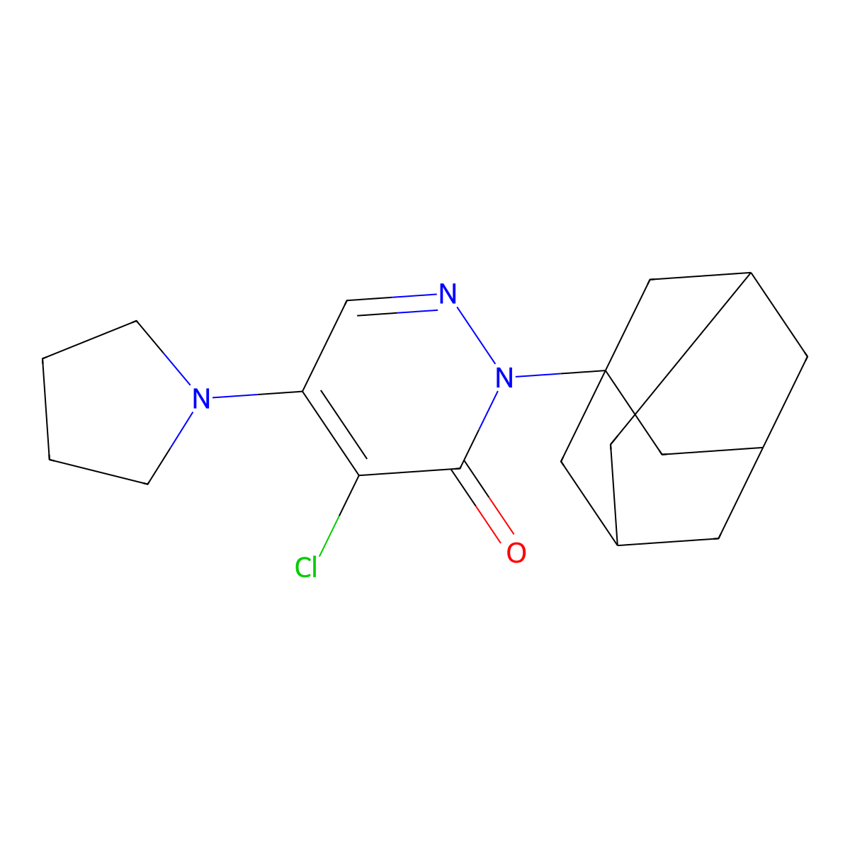 2-(1-Adamantyl)-4-chloro-5-pyrrolidin-1-ylpyridazin-3-one molecular structure, CAS 662163-78-2